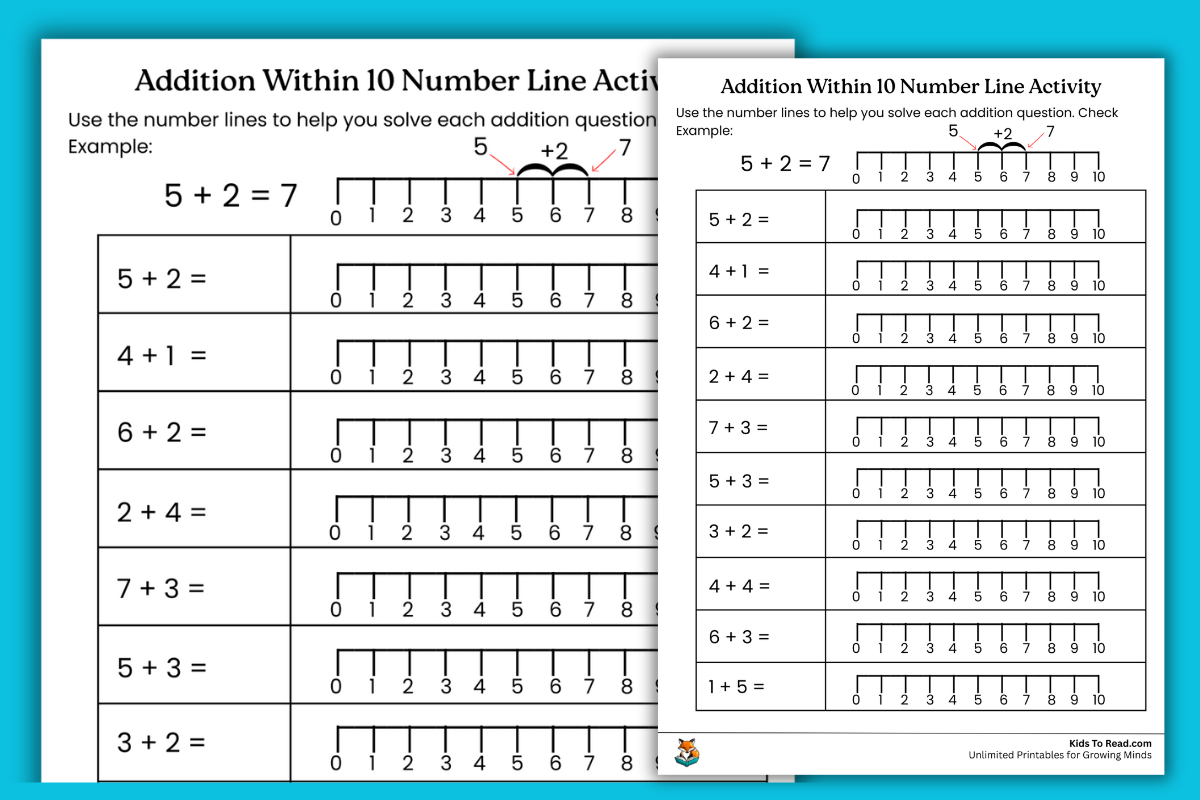Adding within 10 number line